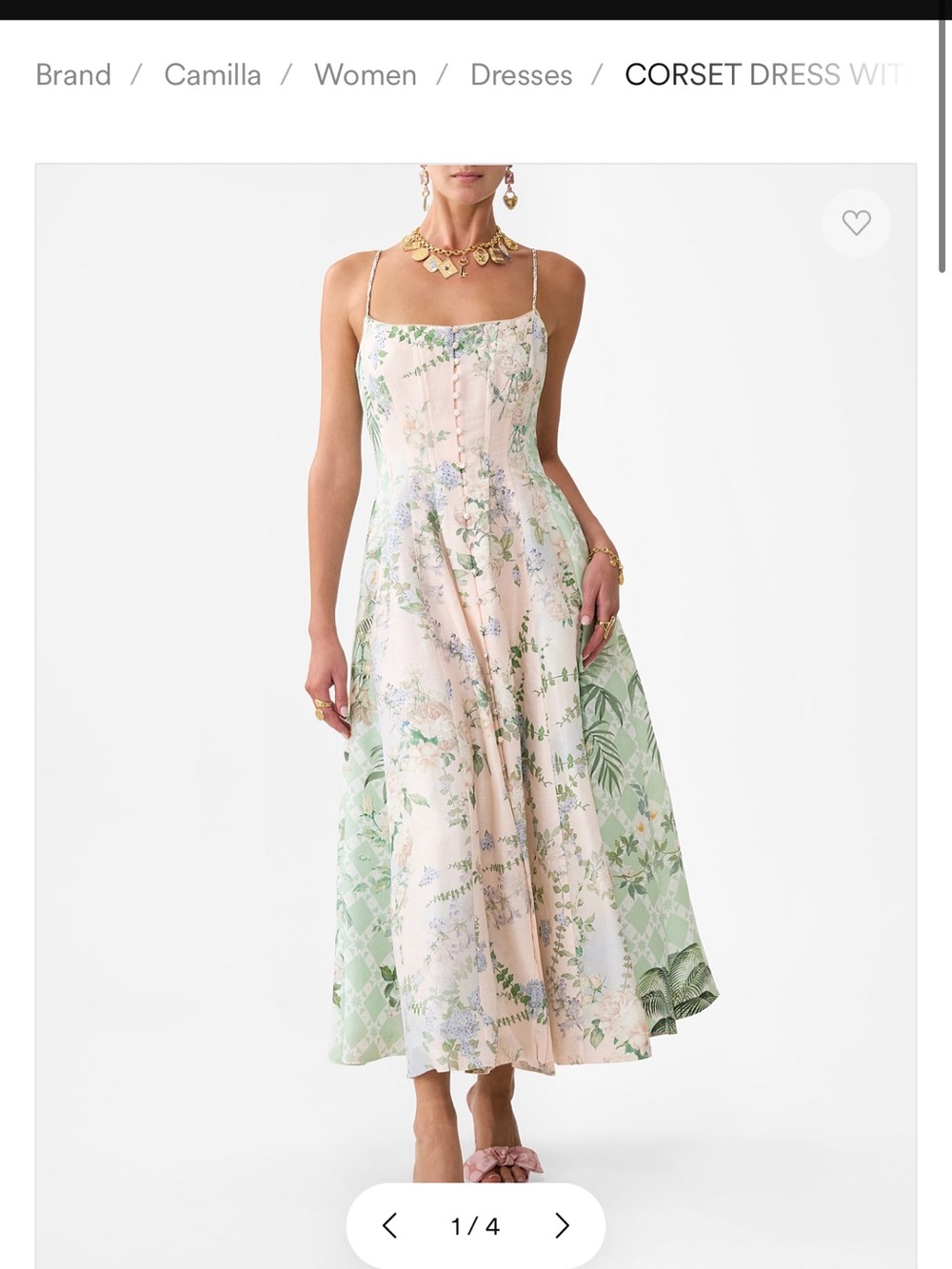 Rare Camilla Pastel Floral Spaghetti-Strap Midi Dress in Cream, Green, Blue - Picture 6 of 15